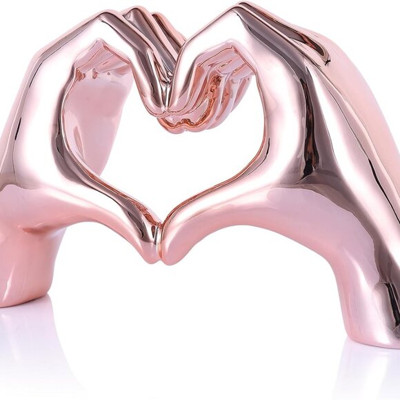 Other - Pink Heart Hands Sculpture Boho Living Room Decor, Aesthetic Shelf Decoration, I